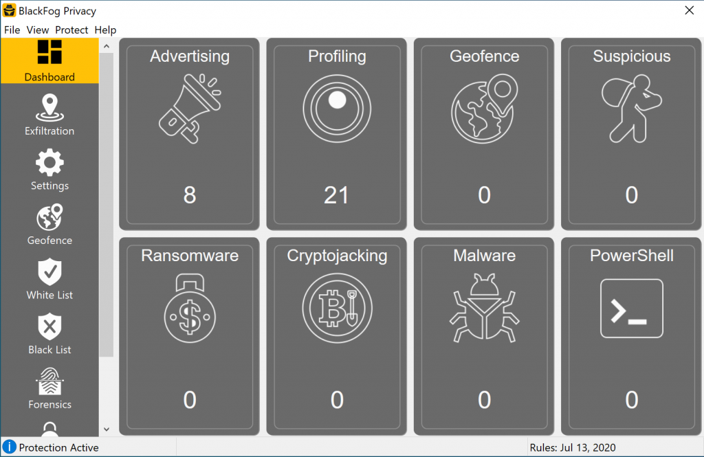 BlackFog Windows Dashboard