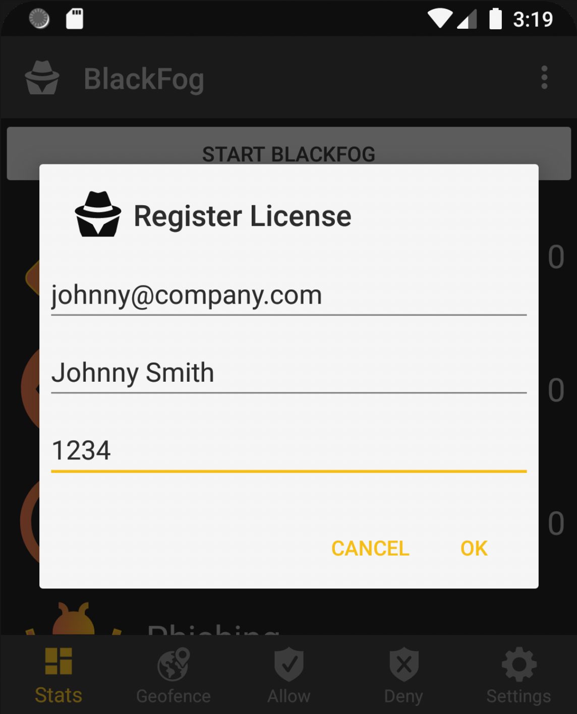 Android License Registration