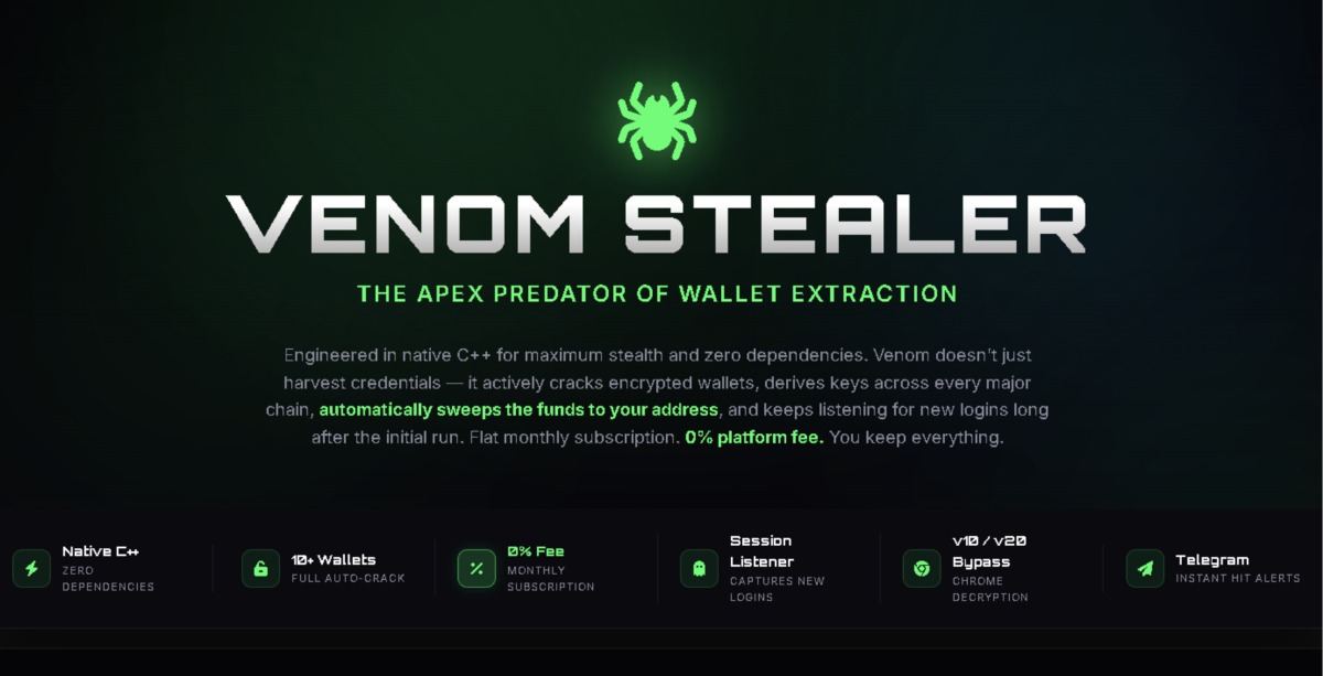 Venom Stealer’s advertisement (Source : BlackFog).